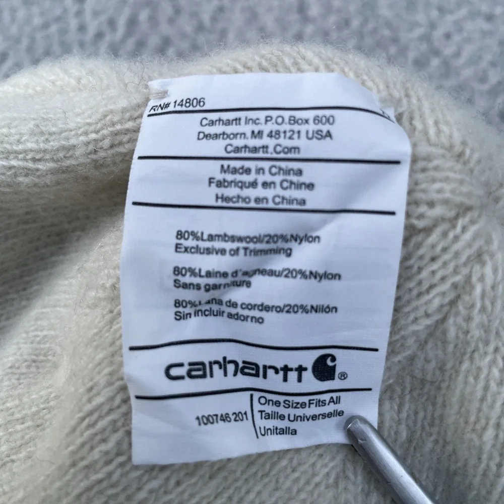 Carhartt Hat Beanies Womens One Size Lot Of 2 Purple White Knit Logo Work Winter